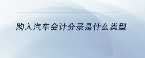 購(gòu)入汽車會(huì)計(jì)分錄是什么類型