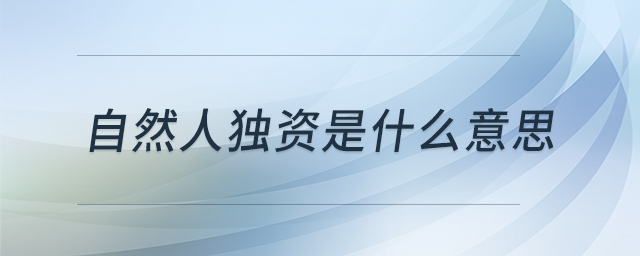 自然人獨(dú)資是什么意思 自然人獨(dú)資是什么意思