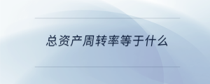 總資產(chǎn)周轉(zhuǎn)率等于什么