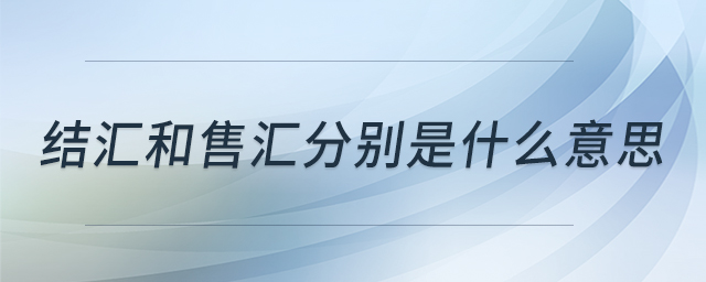 結(jié)匯和售匯分別是什么意思