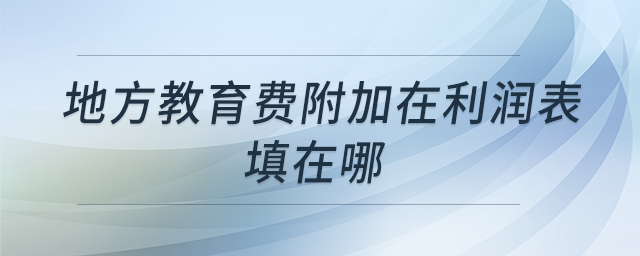 地方教育費(fèi)附加在利潤表填在哪 地方教育費(fèi)附加在利潤表填在哪