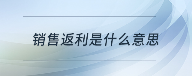 銷售返利是什么意思 銷售返利是什么意思