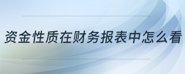 資金性質(zhì)在財務(wù)報表中怎么看 資金性質(zhì)在財務(wù)報表中怎么看