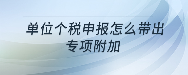 單位個稅申報怎么帶出專項附加