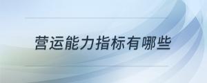 營(yíng)運(yùn)能力指標(biāo)有哪些