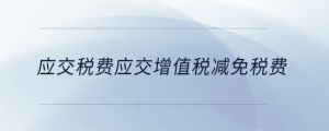 應(yīng)交稅費(fèi)應(yīng)交增值稅減免稅費(fèi)