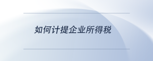 如何計(jì)提企業(yè)所得稅