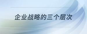 企業(yè)戰(zhàn)略的三個層次