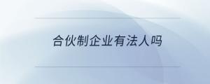 合伙制企業(yè)有法人嗎
