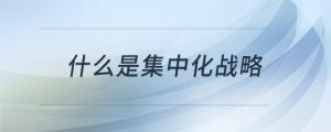 什么是集中化戰(zhàn)略