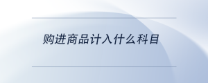 購進(jìn)商品計(jì)入什么科目
