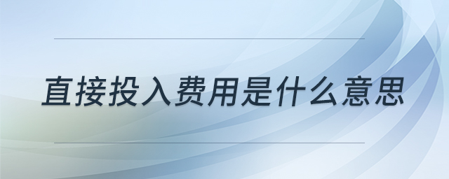直接投入費(fèi)用是什么意思