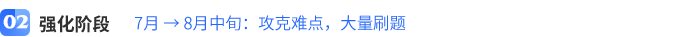7月-→-8月中旬）：攻克難點，大量刷題